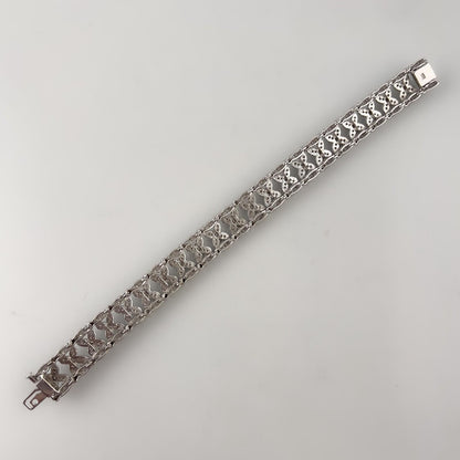 18k White Gold Diamond Fancy Leaf Link Station Bracelet 4.00ctw H-I SI2 50g