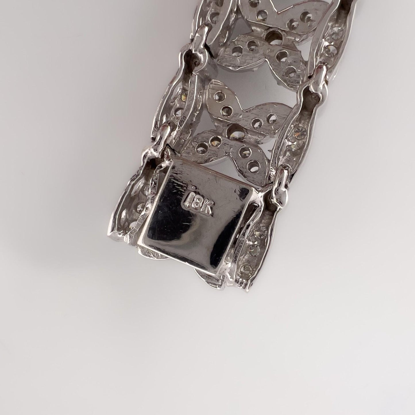 18k White Gold Diamond Fancy Leaf Link Station Bracelet 4.00ctw H-I SI2 50g