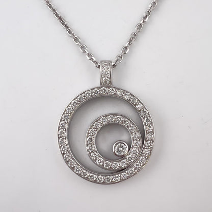 14k White Gold Diamond Triple Asymmetrical Circlet Pendant Necklace 18" 0.75ctw