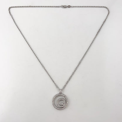 14k White Gold Diamond Triple Asymmetrical Circlet Pendant Necklace 18" 0.75ctw