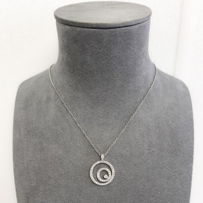 14k White Gold Diamond Triple Asymmetrical Circlet Pendant Necklace 18" 0.75ctw