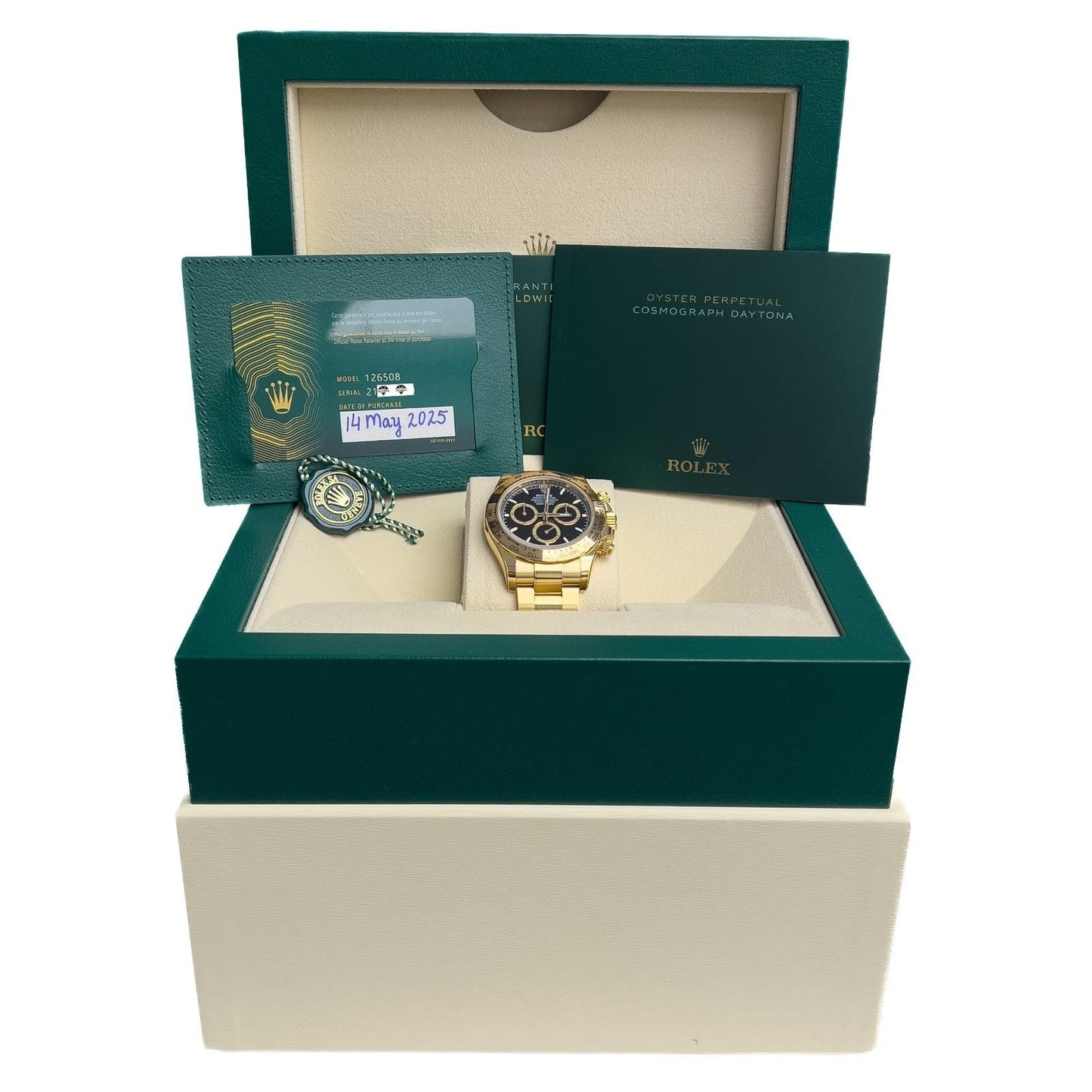 2025 Rolex Daytona Cosmograph 40mm Black 18k Yellow Gold 126508 BOX + PAPERS