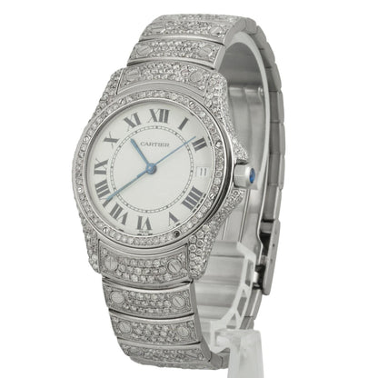 Cartier Santos Ronde Stainless Steel Diamond Bezel & Bracelet 33mm Watch 1920-1