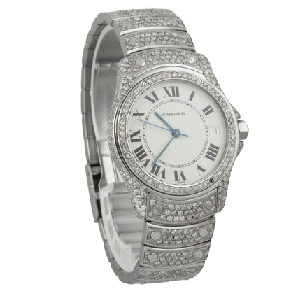 Cartier Santos Ronde Stainless Steel Diamond Bezel & Bracelet 33mm Watch 1920-1