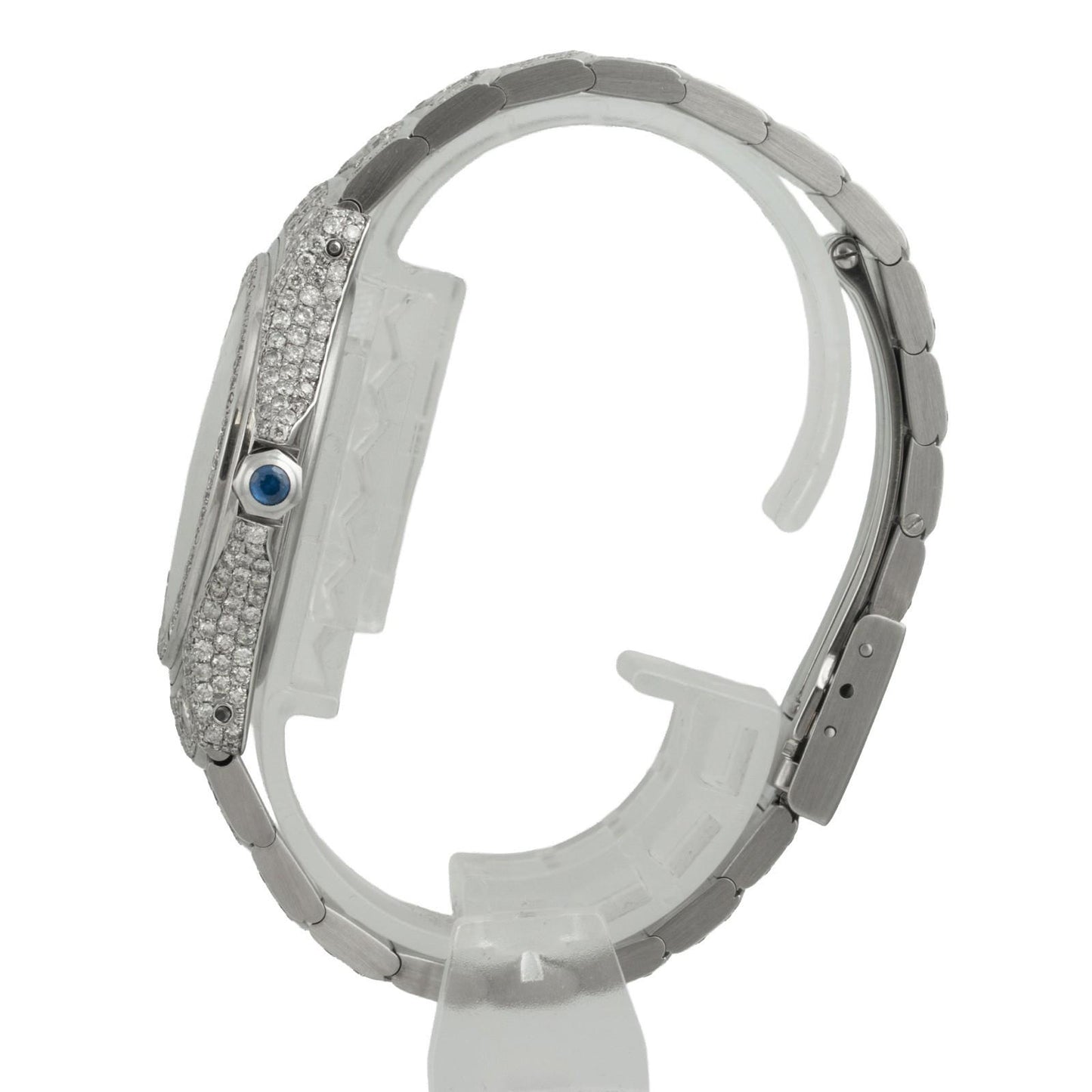 Cartier Santos Ronde Stainless Steel Diamond Bezel & Bracelet 33mm Watch 1920-1