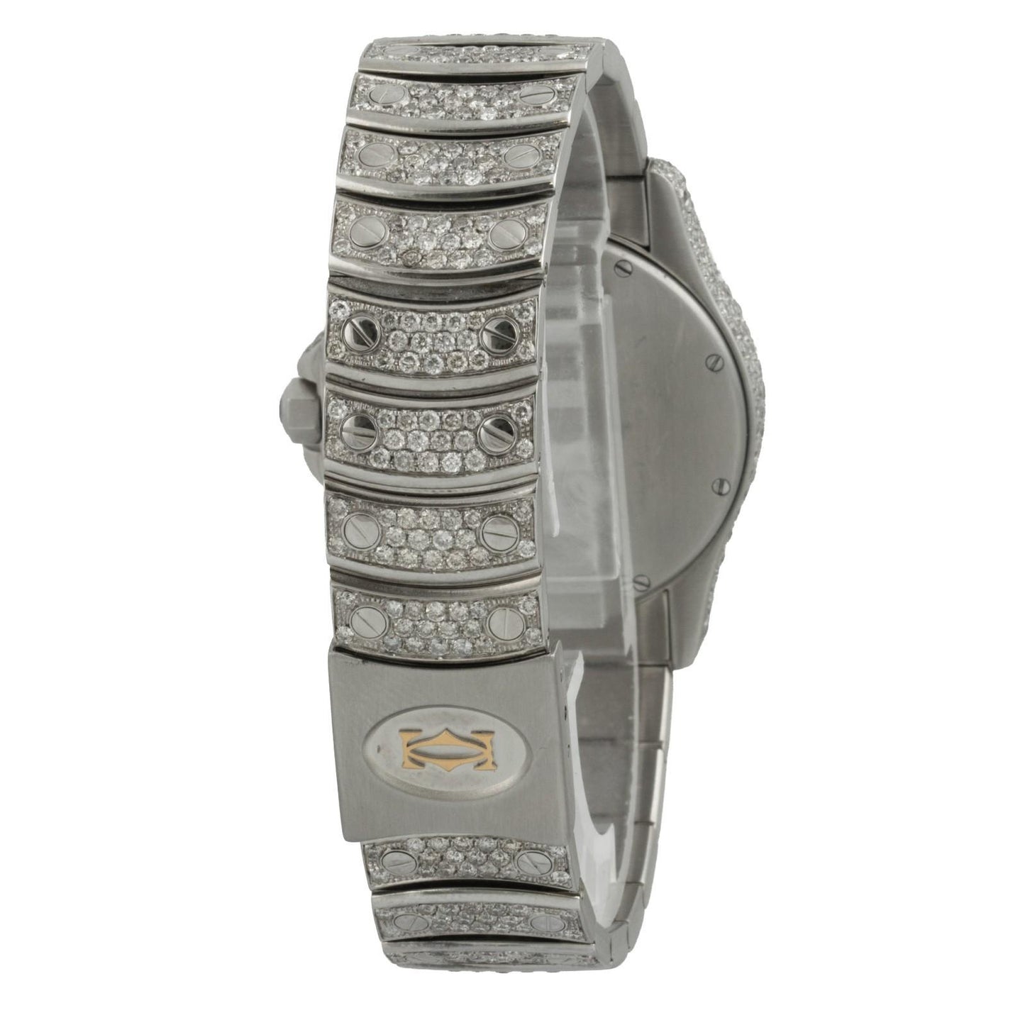 Cartier Santos Ronde Stainless Steel Diamond Bezel & Bracelet 33mm Watch 1920-1