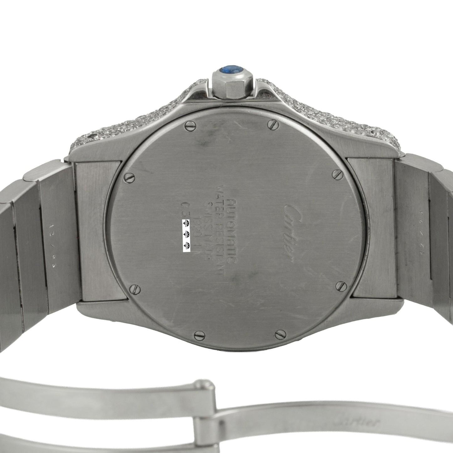 Cartier Santos Ronde Stainless Steel Diamond Bezel & Bracelet 33mm Watch 1920-1