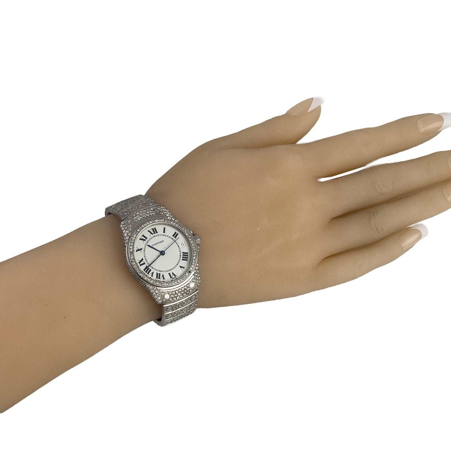 Cartier Santos Ronde Stainless Steel Diamond Bezel & Bracelet 33mm Watch 1920-1