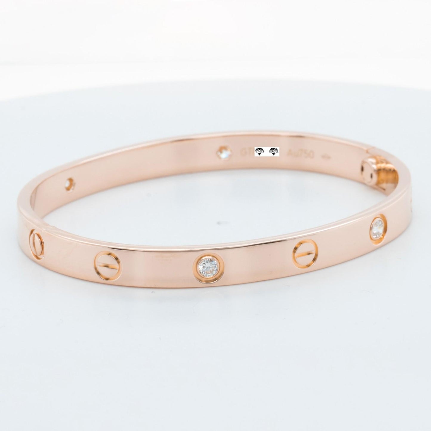 Cartier LOVE 18k Rose Gold 4 Diamond Classic Bracelet Size 17 POUCH & RECEIPT