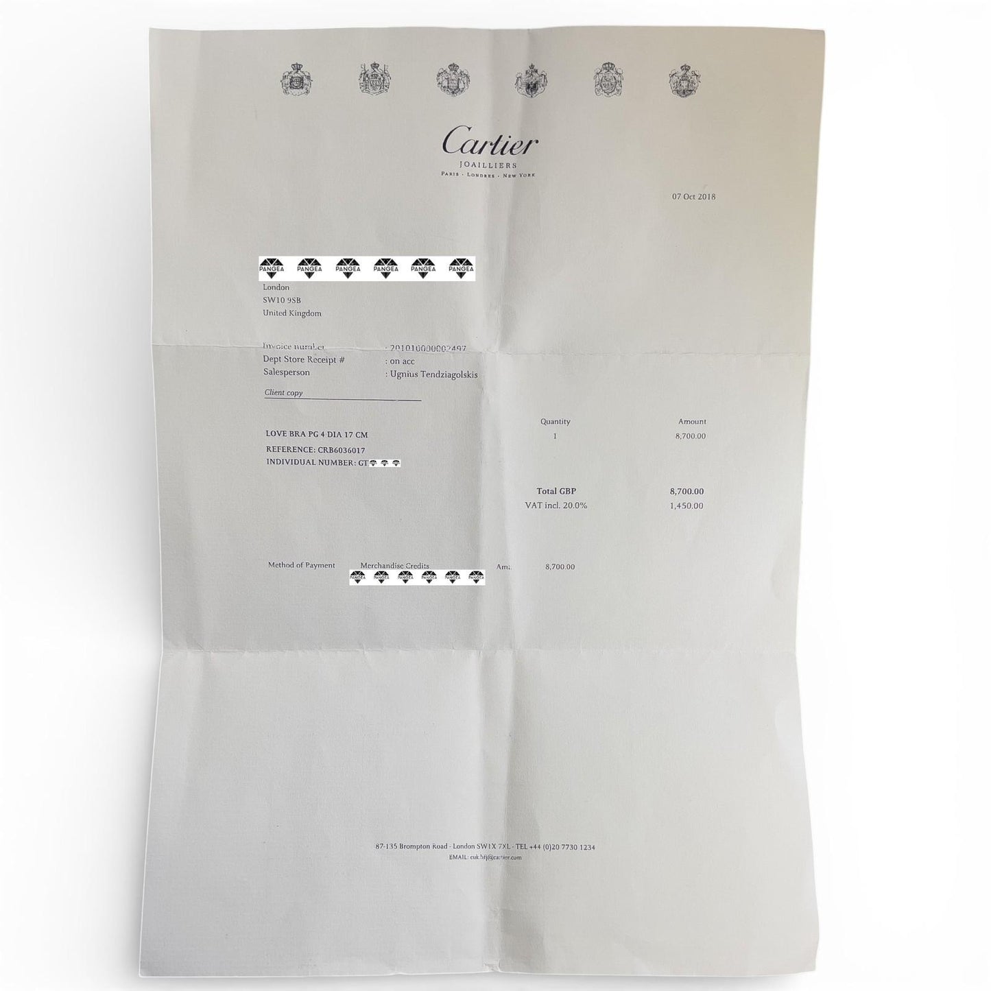 Cartier LOVE 18k Rose Gold 4 Diamond Classic Bracelet Size 17 POUCH & RECEIPT