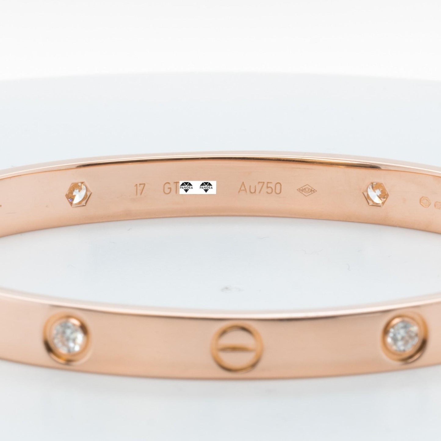 Cartier LOVE 18k Rose Gold 4 Diamond Classic Bracelet Size 17 POUCH & RECEIPT