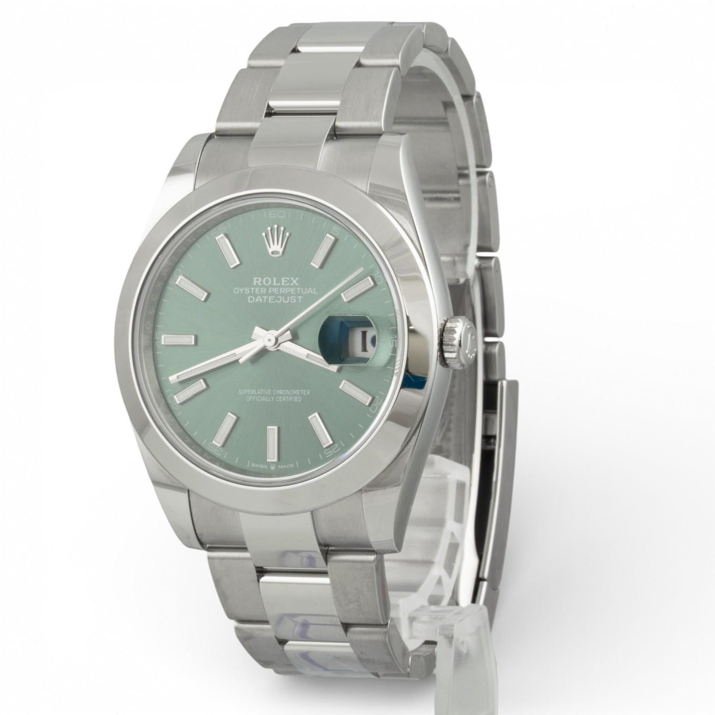 2024 Rolex DateJust 41 MINT GREEN Stainless Steel 41mm OYSTER 126300 BOX PAPERS