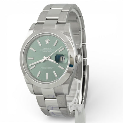 2024 Rolex DateJust 41 MINT GREEN Stainless Steel 41mm OYSTER 126300 BOX PAPERS
