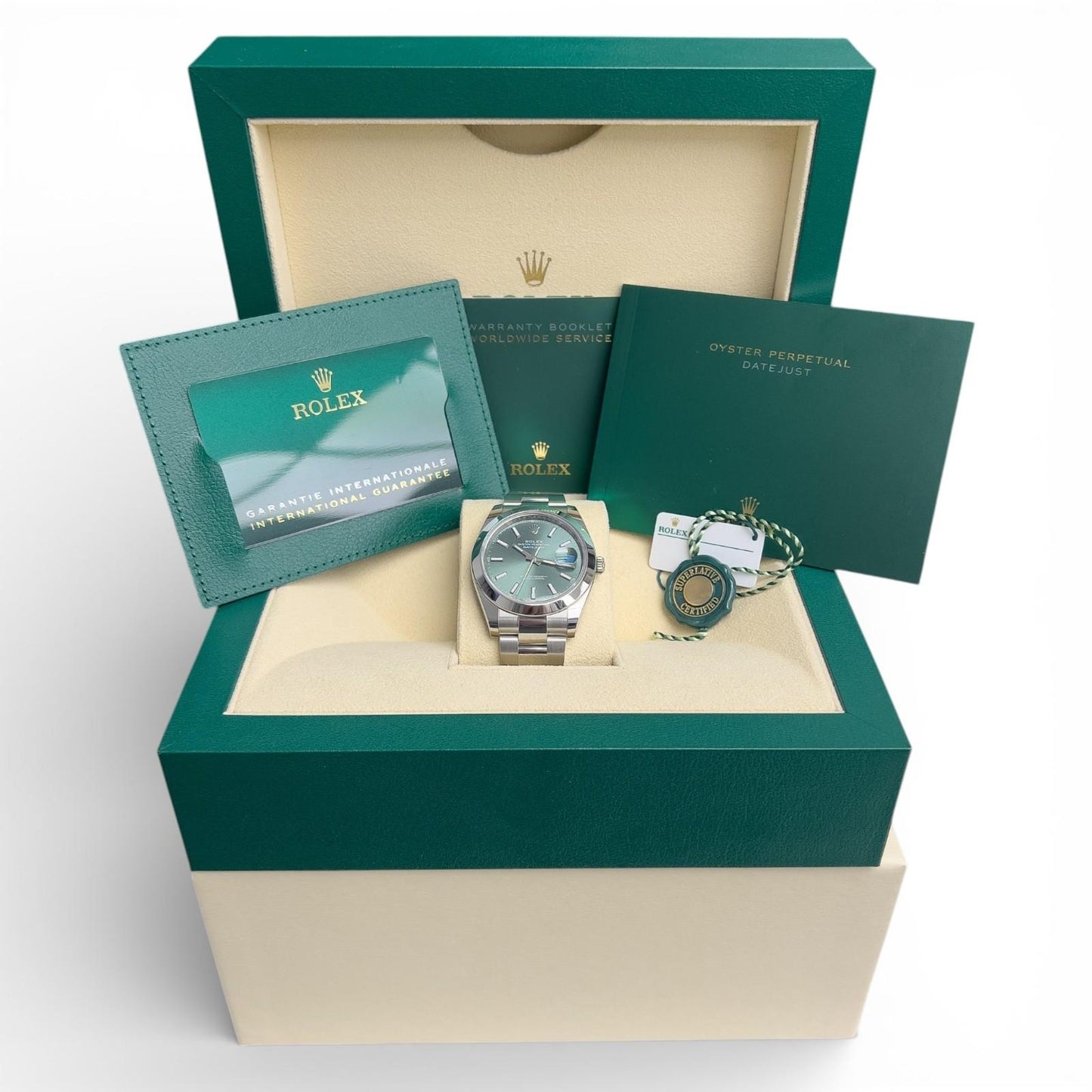 2024 Rolex DateJust 41 MINT GREEN Stainless Steel 41mm OYSTER 126300 BOX PAPERS