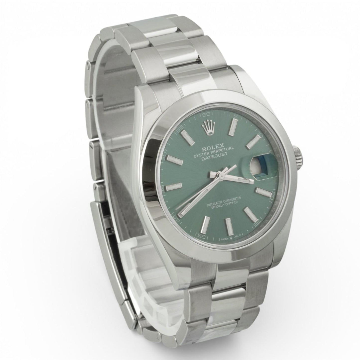 2024 Rolex DateJust 41 MINT GREEN Stainless Steel 41mm OYSTER 126300 BOX PAPERS