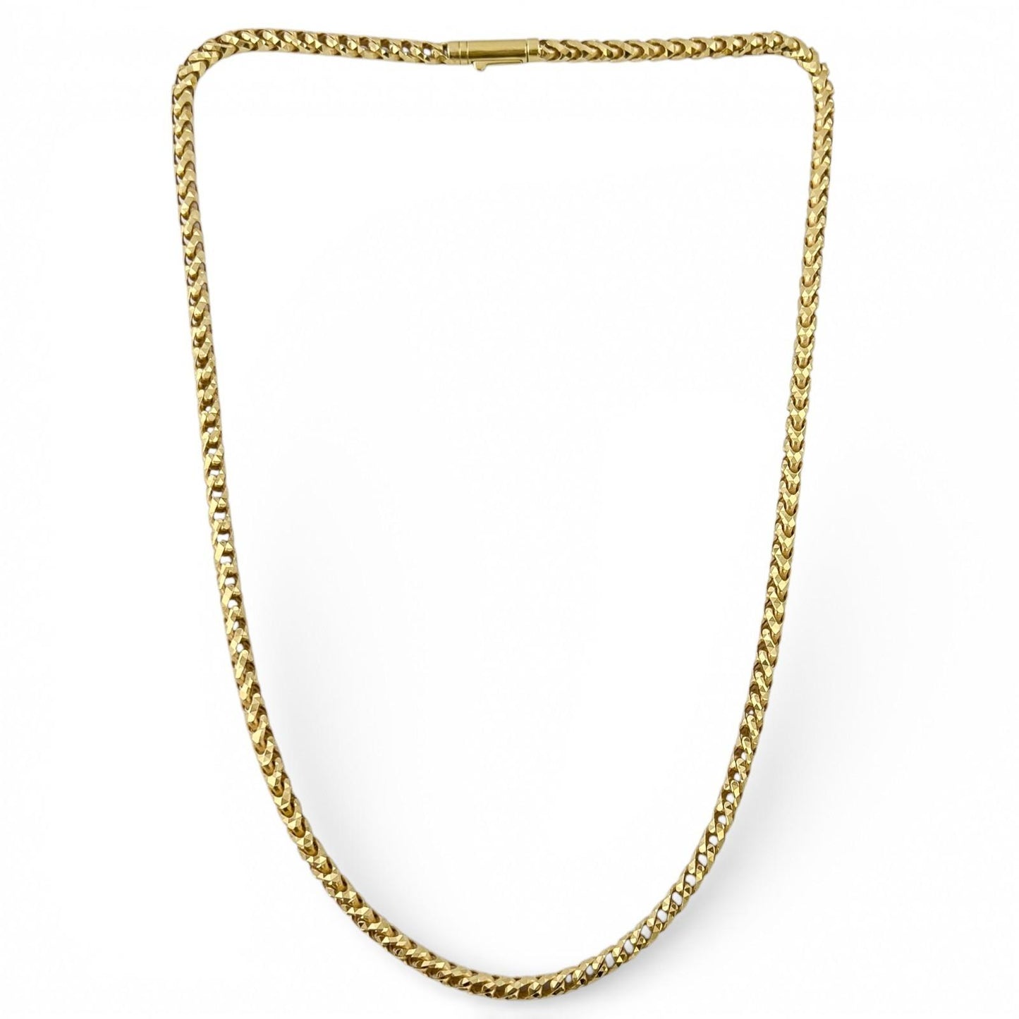 14k Yellow Gold Diamond Cut Franco Link 4.00mm Box Chain Necklace 20" 25.7g