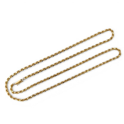 14k Yellow Gold Rope Chain 3.60mm Link Necklace 29.5" LONG 40.6g ITALY