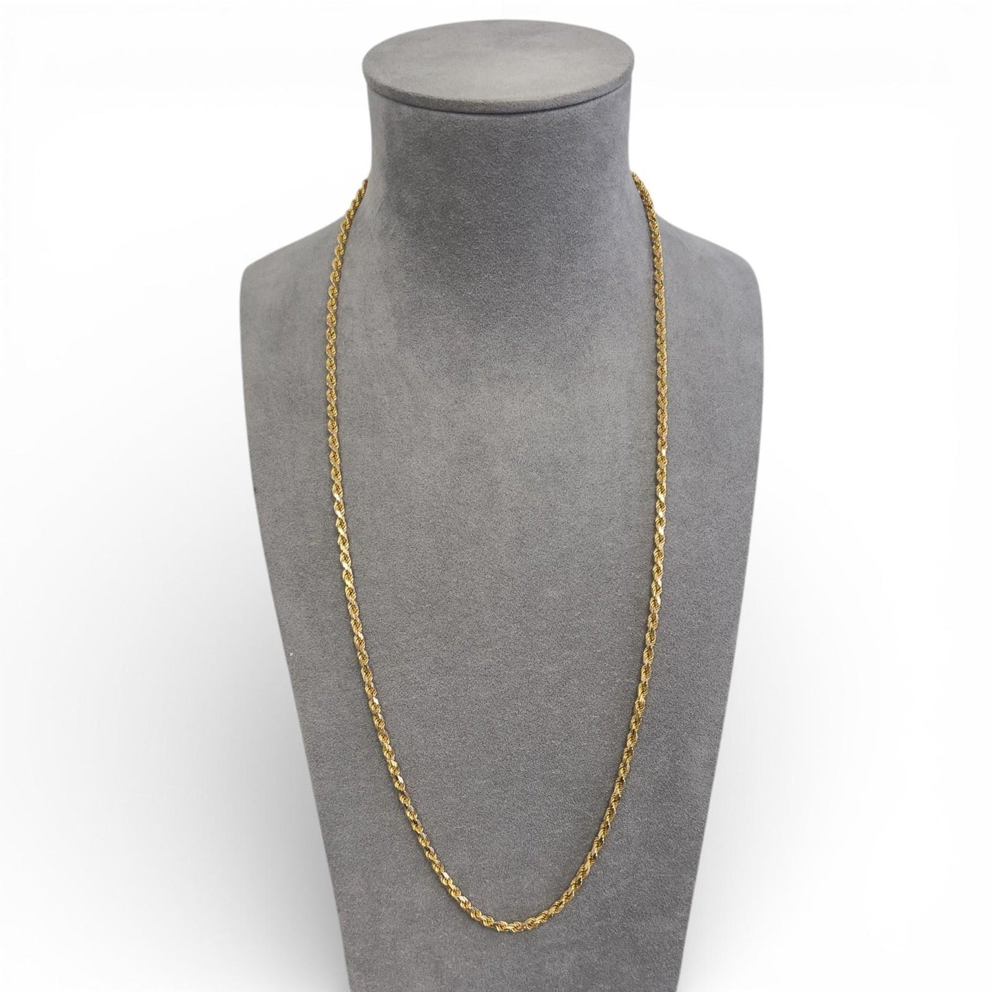 14k Yellow Gold Rope Chain 3.60mm Link Necklace 29.5" LONG 40.6g ITALY