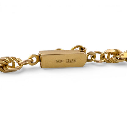 14k Yellow Gold Rope Chain 3.60mm Link Necklace 29.5" LONG 40.6g ITALY