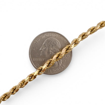 14k Yellow Gold Rope Chain 3.60mm Link Necklace 29.5" LONG 40.6g ITALY