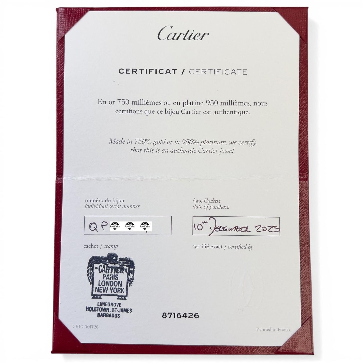 2023 Cartier LOVE 18k Rose Gold NEW STYLE Classic Bracelet SZ 17 BAG BOX CERT