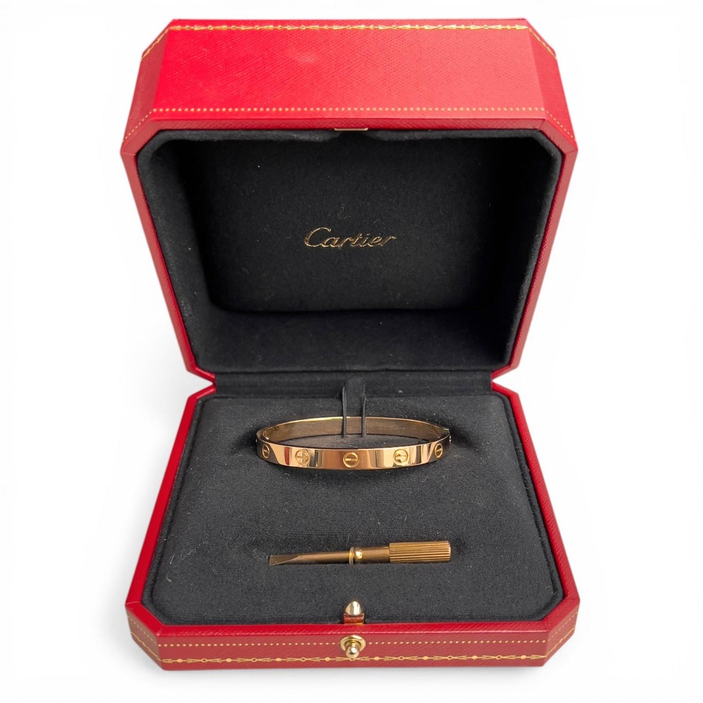 2023 Cartier LOVE 18k Rose Gold NEW STYLE Classic Bracelet SZ 17 BAG BOX CERT