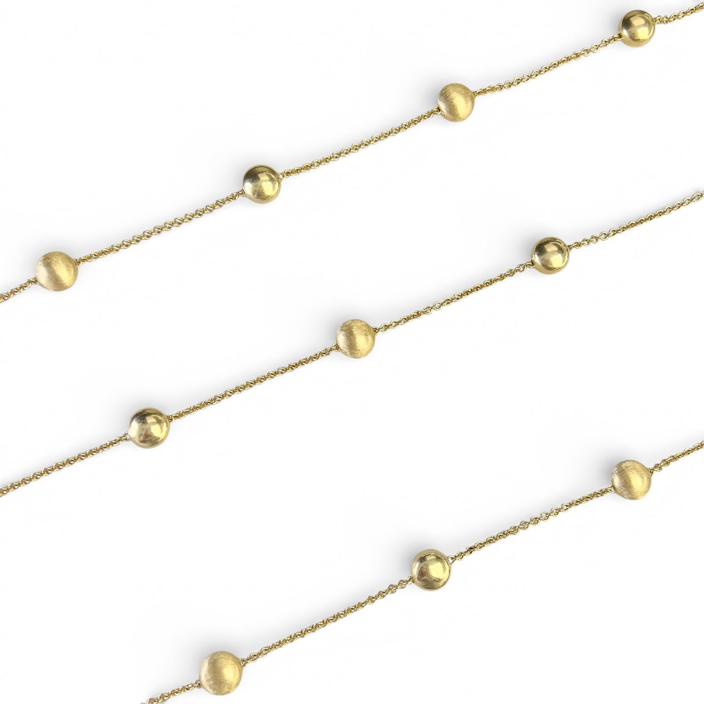 Chimento 18k Yellow Gold Brushed & Polished Beaded Station Opera Necklace 50"