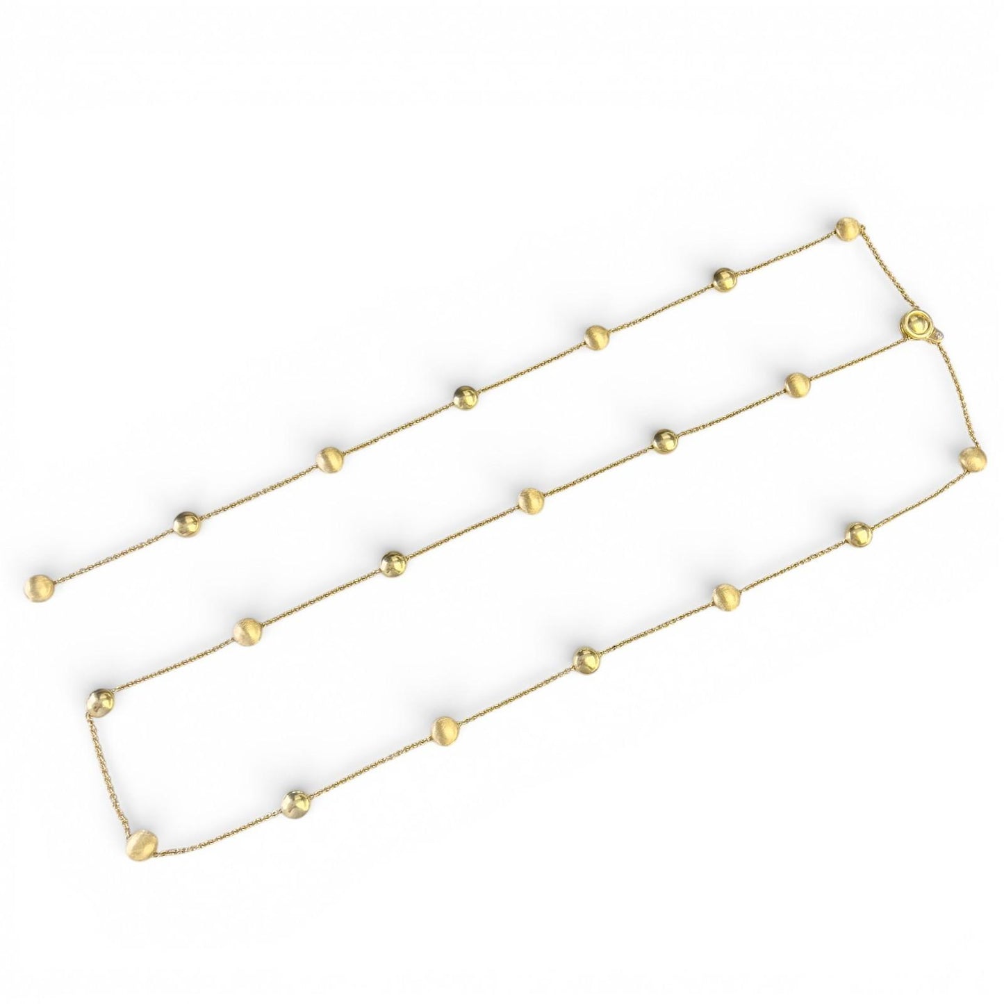 Chimento 18k Yellow Gold Brushed & Polished Beaded Station Opera Necklace 50"