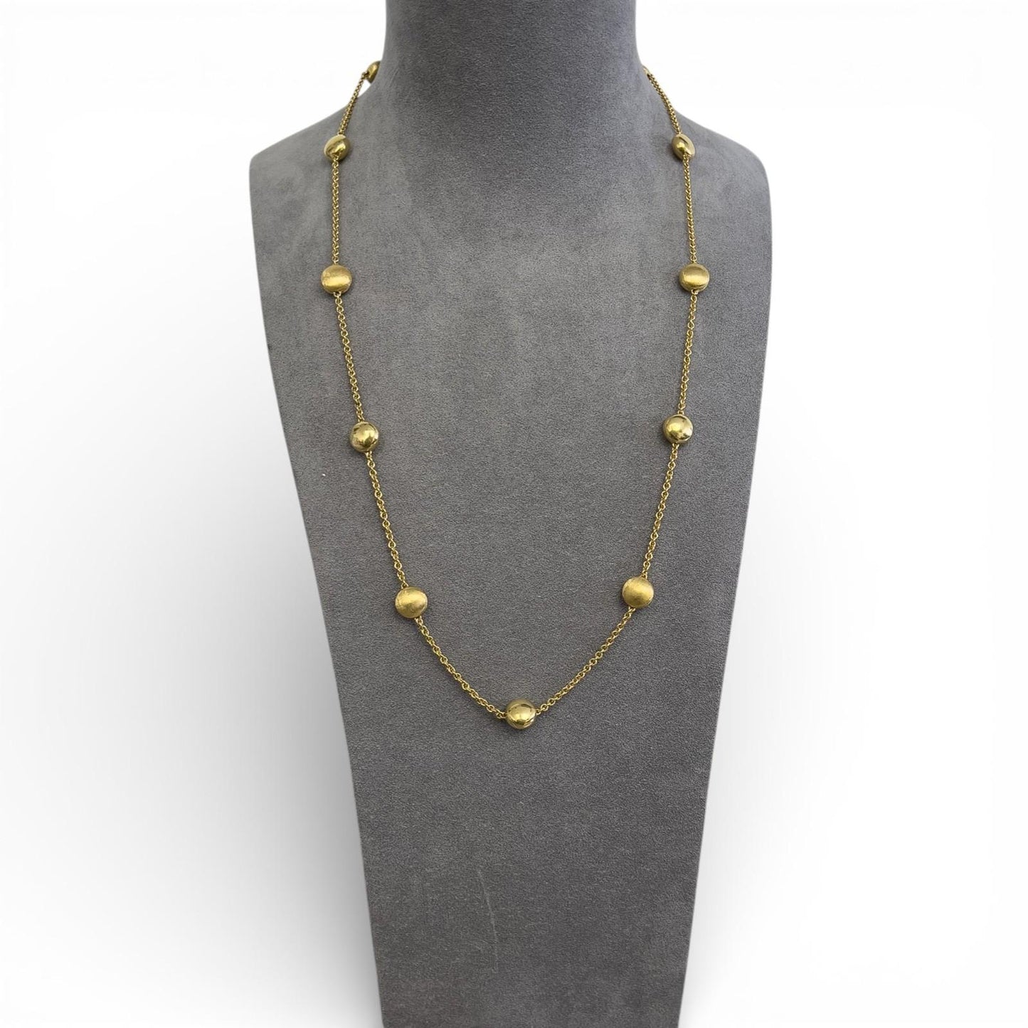 Chimento 18k Yellow Gold Brushed & Polished Beaded Station Opera Necklace 50"