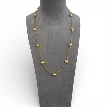 Chimento 18k Yellow Gold Brushed & Polished Beaded Station Opera Necklace 50"
