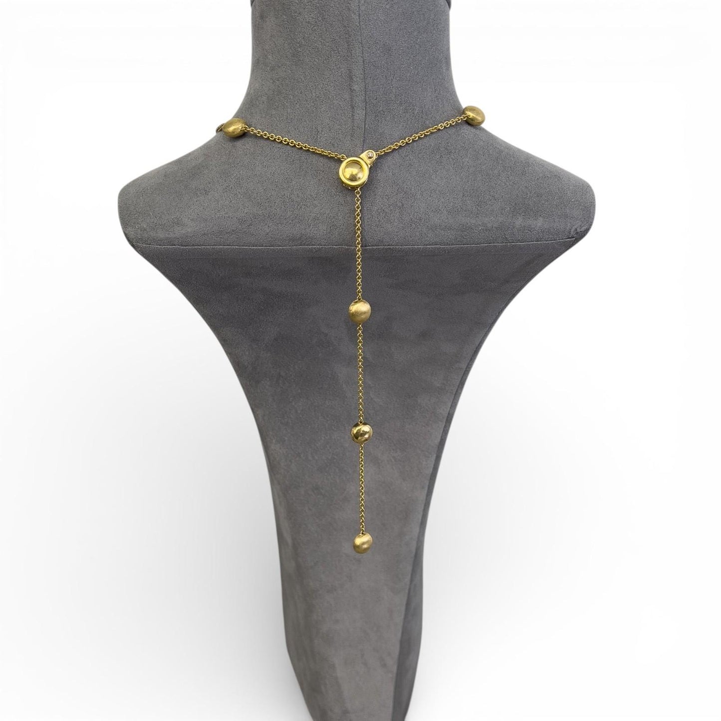 Chimento 18k Yellow Gold Brushed & Polished Beaded Station Opera Necklace 50"