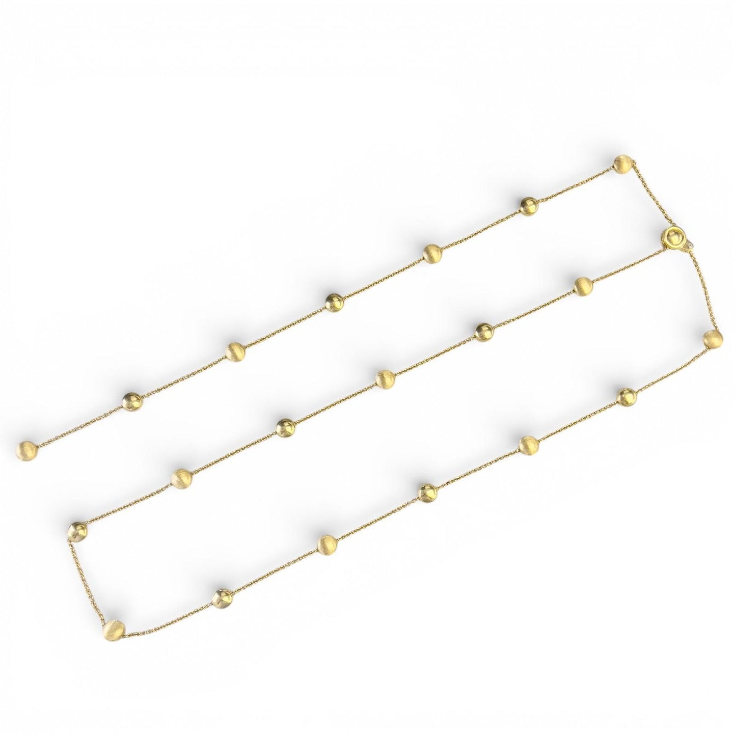 Chimento 18k Yellow Gold Brushed & Polished Beaded Station Opera Necklace 50"
