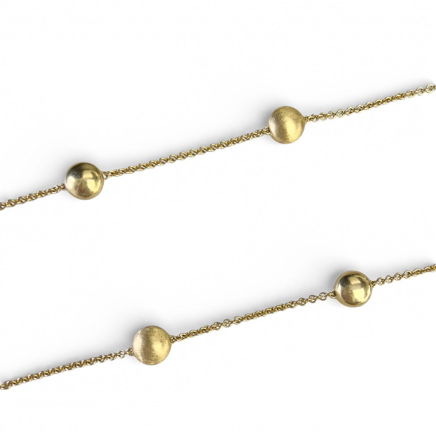 Chimento 18k Yellow Gold Brushed & Polished Beaded Station Opera Necklace 50"