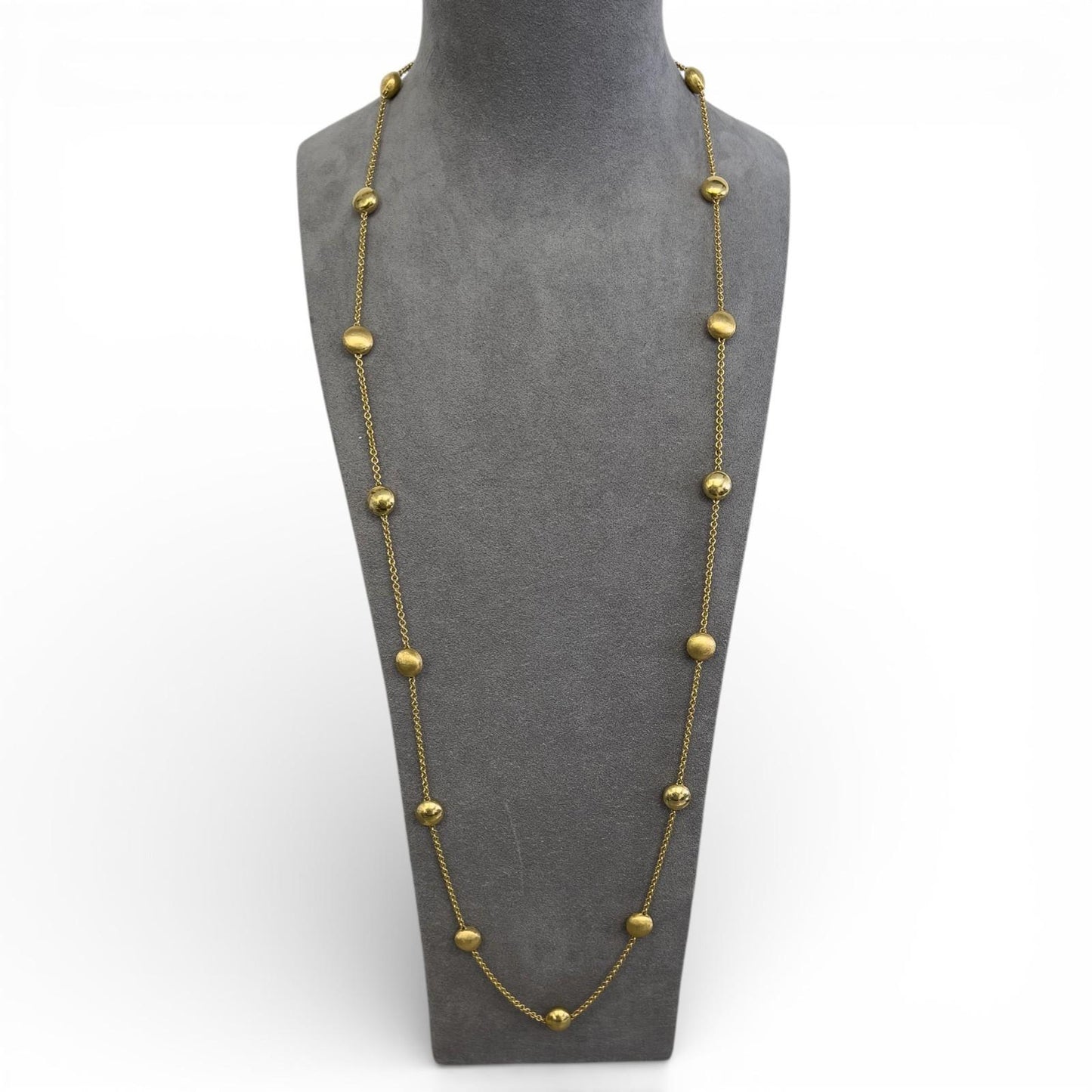 Chimento 18k Yellow Gold Brushed & Polished Beaded Station Opera Necklace 50"