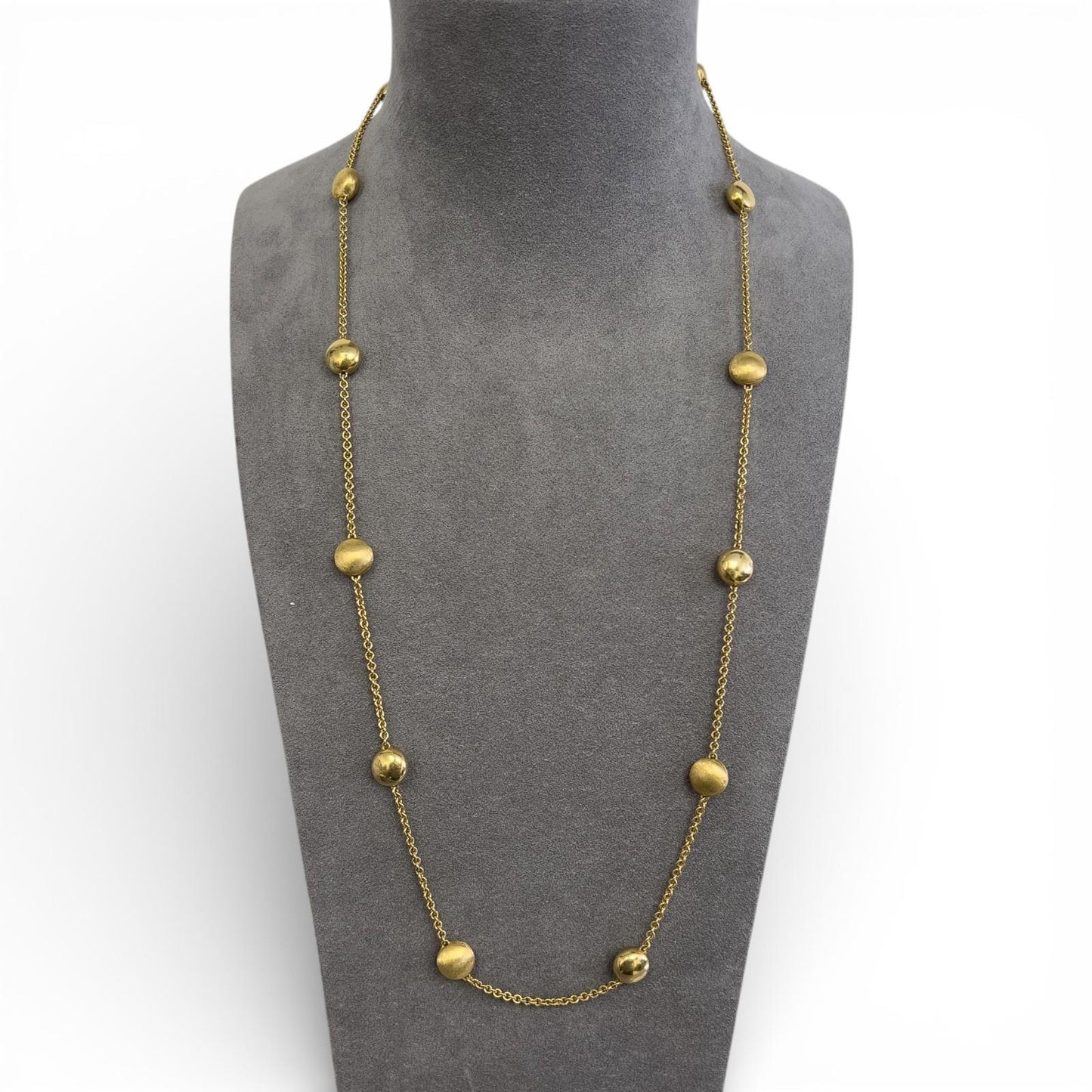 Chimento 18k Yellow Gold Brushed & Polished Beaded Station Opera Necklace 50"