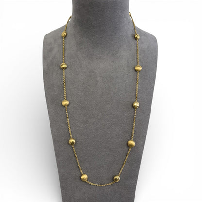 Chimento 18k Yellow Gold Brushed & Polished Beaded Station Opera Necklace 50"