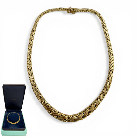 Tiffany & Co. 18k Yellow Gold Russian Weave Byzantine Braid Necklace 15" 37.8g