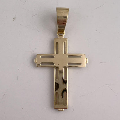 14k Yellow Gold Open Ribbed Orthodox Cross 1.75 in Pendant 14.8g
