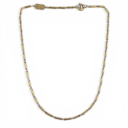 Baraka 18k Yellow & White Gold Bar Link Two Color Chain Necklace 22" 36.1g