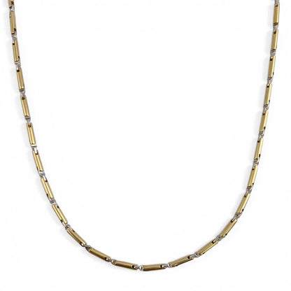 Baraka 18k Yellow & White Gold Bar Link Two Color Chain Necklace 22" 36.1g