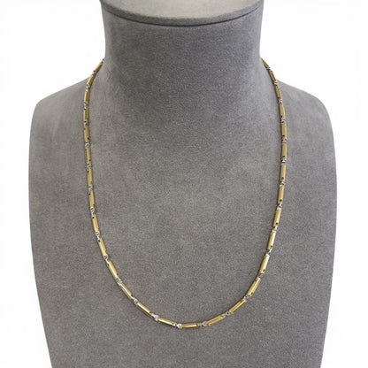 Baraka 18k Yellow & White Gold Bar Link Two Color Chain Necklace 22" 36.1g