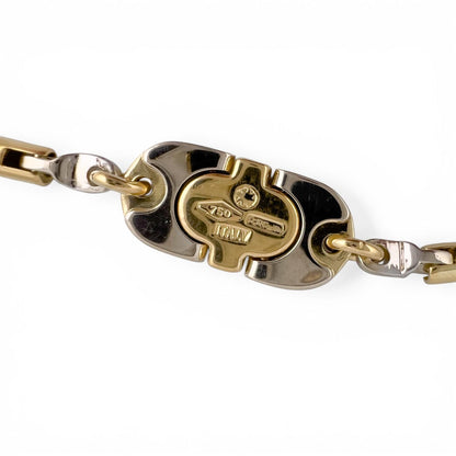 Baraka 18k Yellow & White Gold Bar Link Two Color Chain Necklace 22" 36.1g