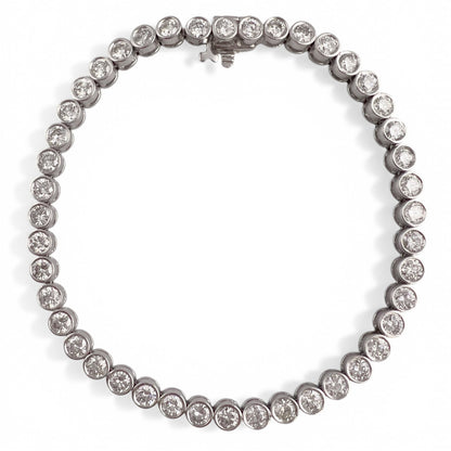 14k White Gold G-H SI Diamond 44 Stone Bezel Set Tennis Bracelet 5.04ctw 7.00"