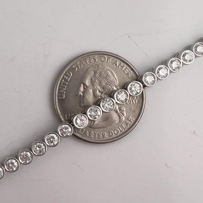 14k White Gold G-H SI Diamond 44 Stone Bezel Set Tennis Bracelet 5.04ctw 7.00"