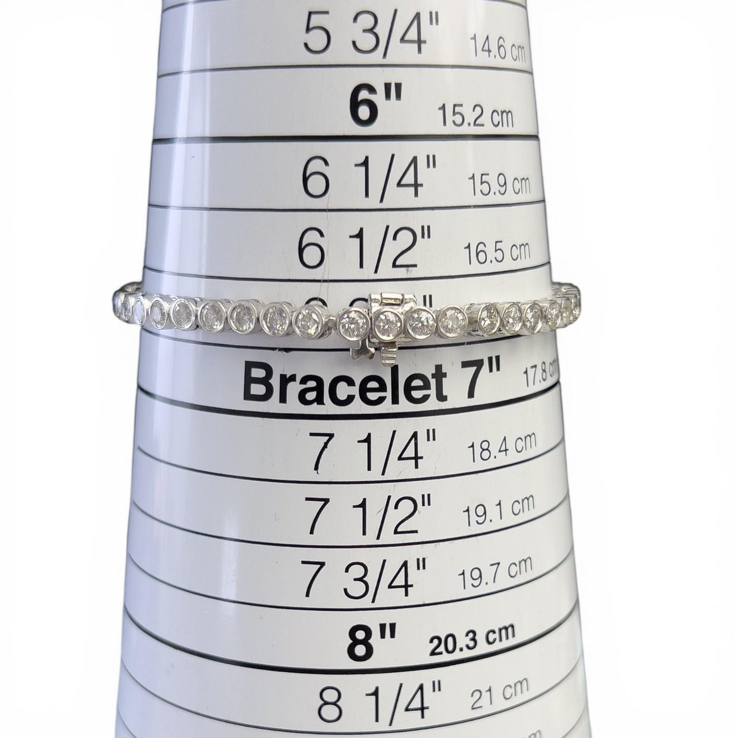 14k White Gold G-H SI Diamond 44 Stone Bezel Set Tennis Bracelet 5.04ctw 7.00"