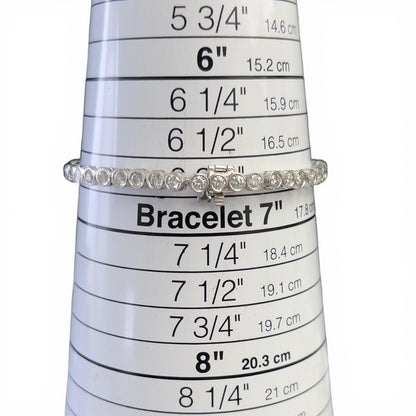 14k White Gold G-H SI Diamond 44 Stone Bezel Set Tennis Bracelet 5.04ctw 7.00"