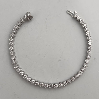 14k White Gold G-H SI Diamond 44 Stone Bezel Set Tennis Bracelet 5.04ctw 7.00"