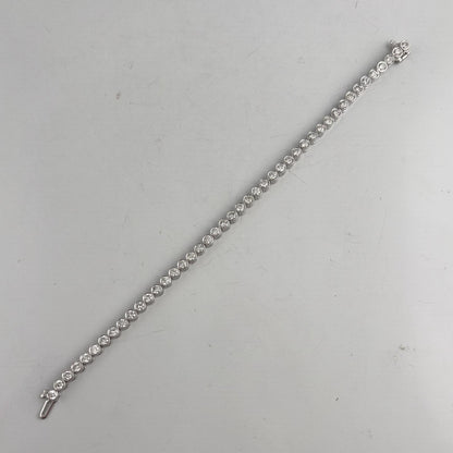 14k White Gold G-H SI Diamond 44 Stone Bezel Set Tennis Bracelet 5.04ctw 7.00"