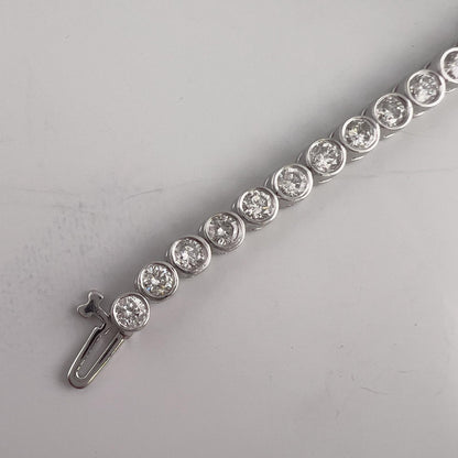 14k White Gold G-H SI Diamond 44 Stone Bezel Set Tennis Bracelet 5.04ctw 7.00"