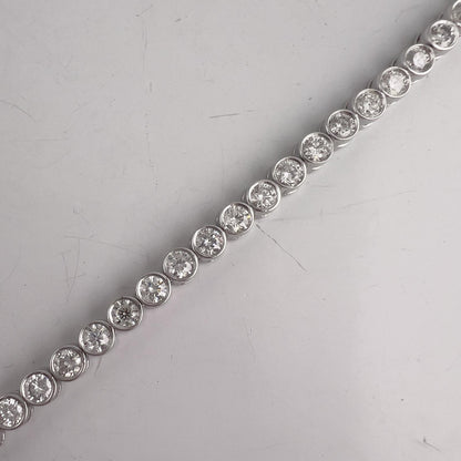 14k White Gold G-H SI Diamond 44 Stone Bezel Set Tennis Bracelet 5.04ctw 7.00"